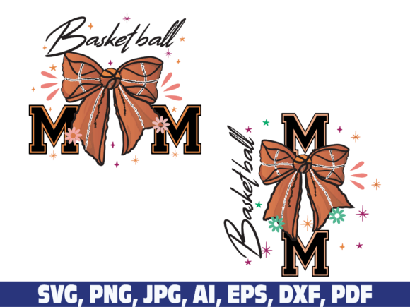 Basketball Mom Coquette Bow: A Stylish Embroidery Design
