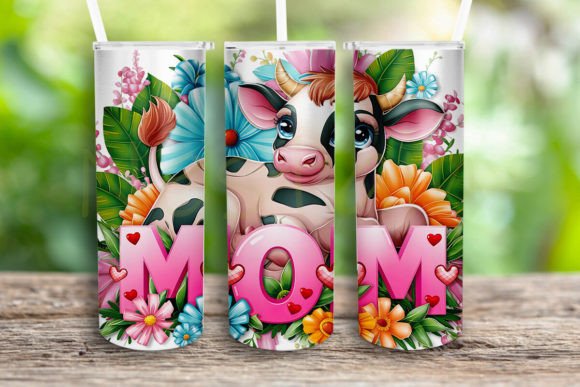 Mom Cow Mothers Day Tumbler Wrap PNG
